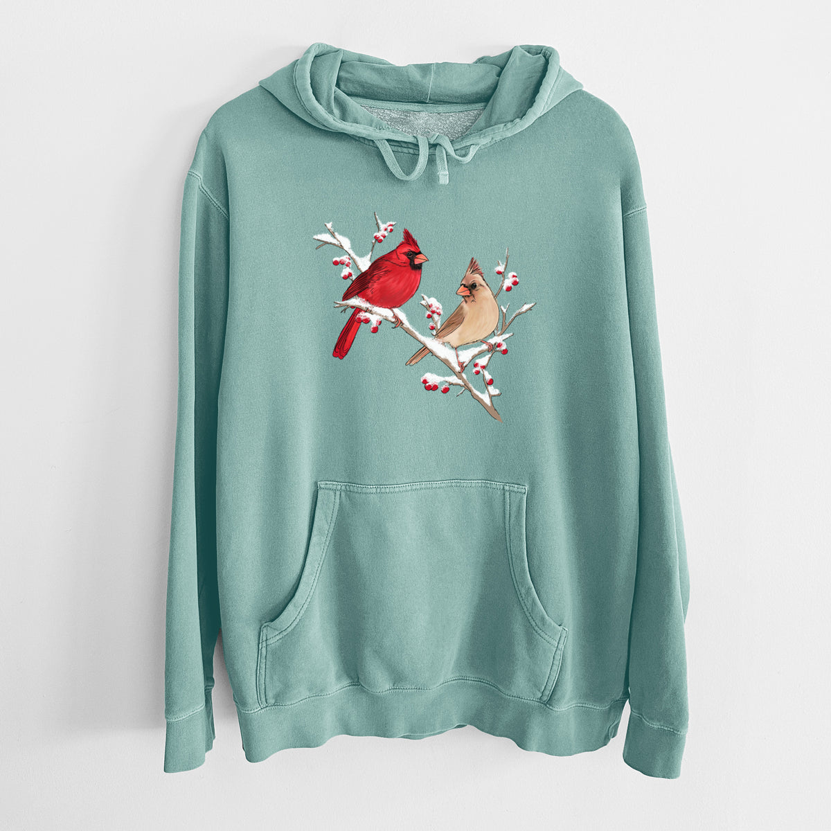 Winter Cardinals - Unisex Pigment Dyed Hoodie