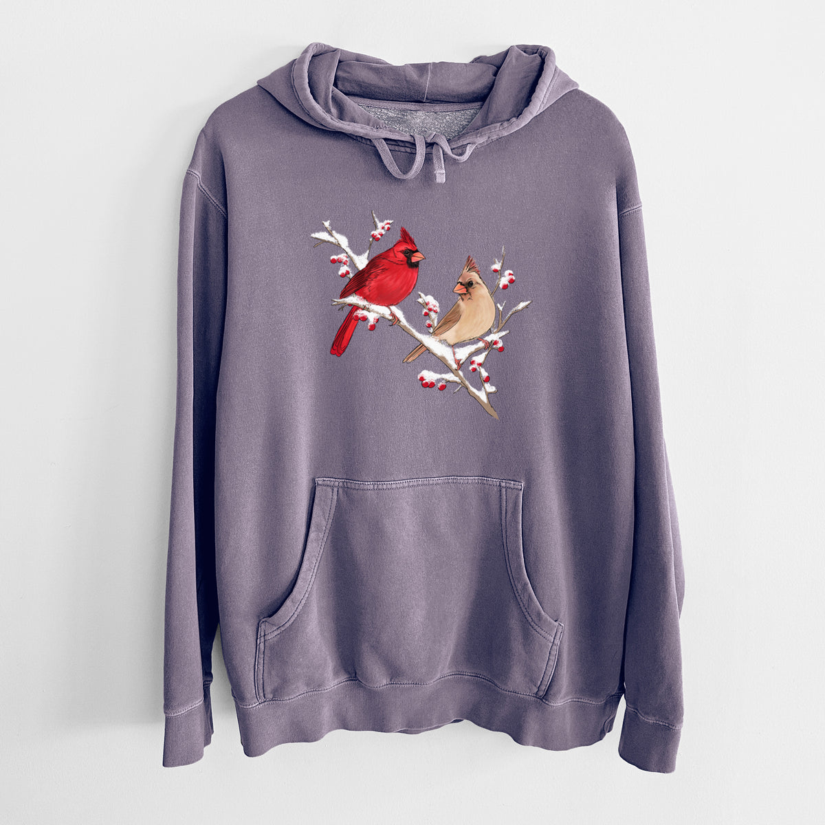 Winter Cardinals - Unisex Pigment Dyed Hoodie