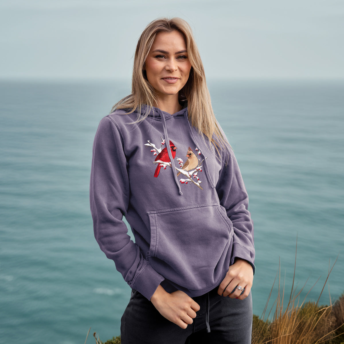 Winter Cardinals - Unisex Pigment Dyed Hoodie