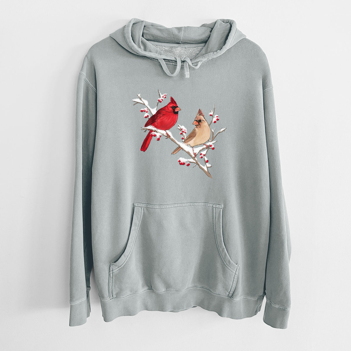 Winter Cardinals - Unisex Pigment Dyed Hoodie