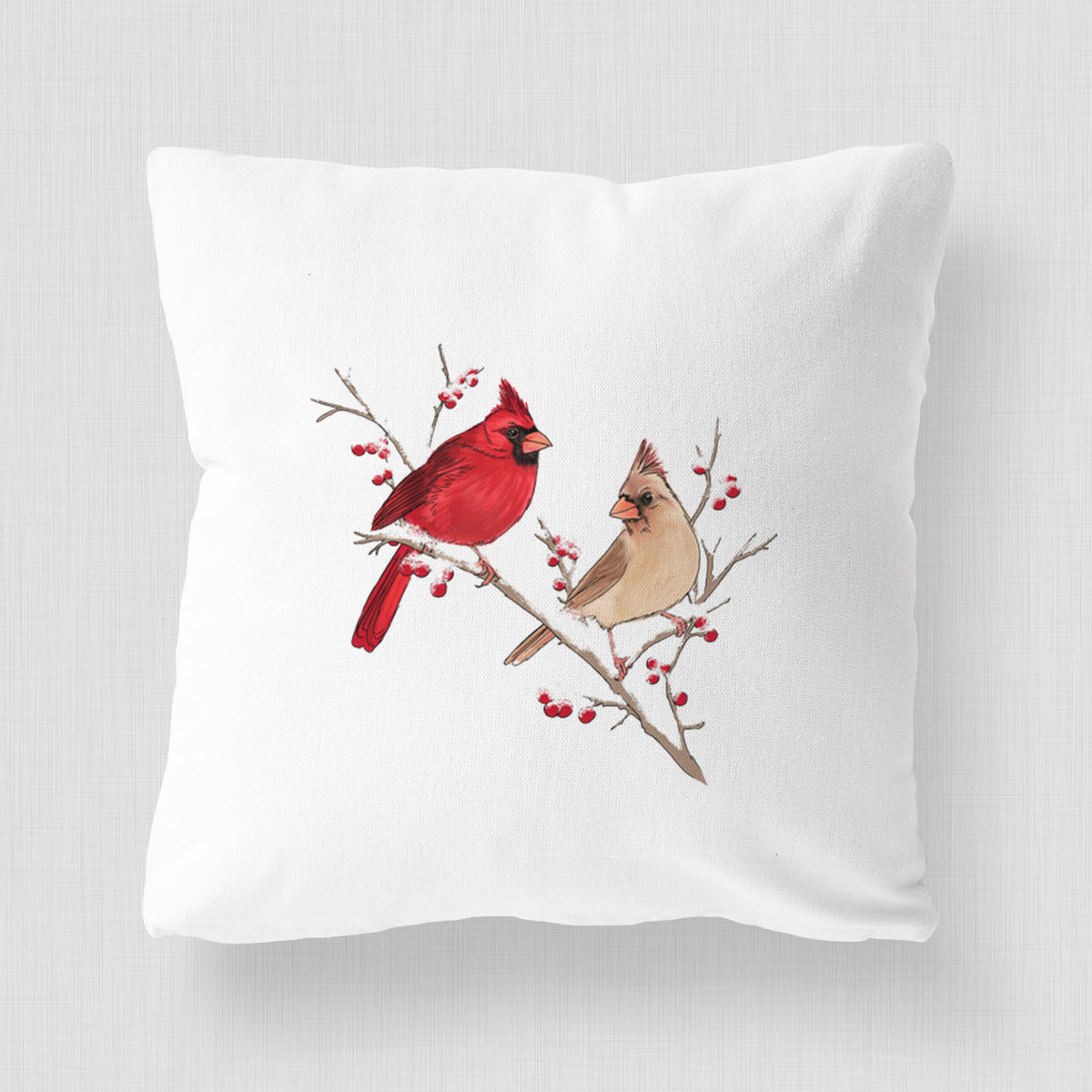 Winter Cardinals - Throw Pillow Cover