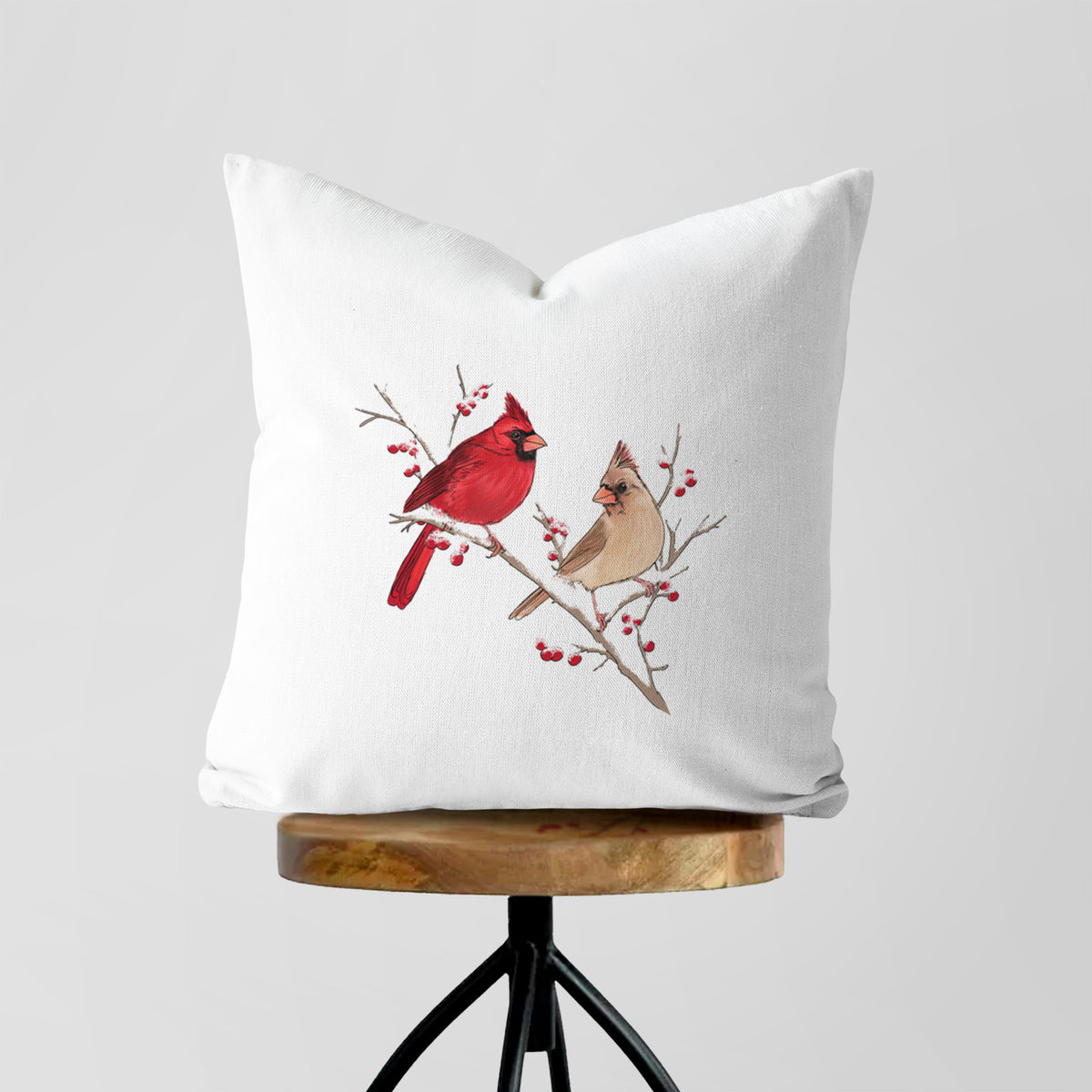 Winter Cardinals - Throw Pillow Cover