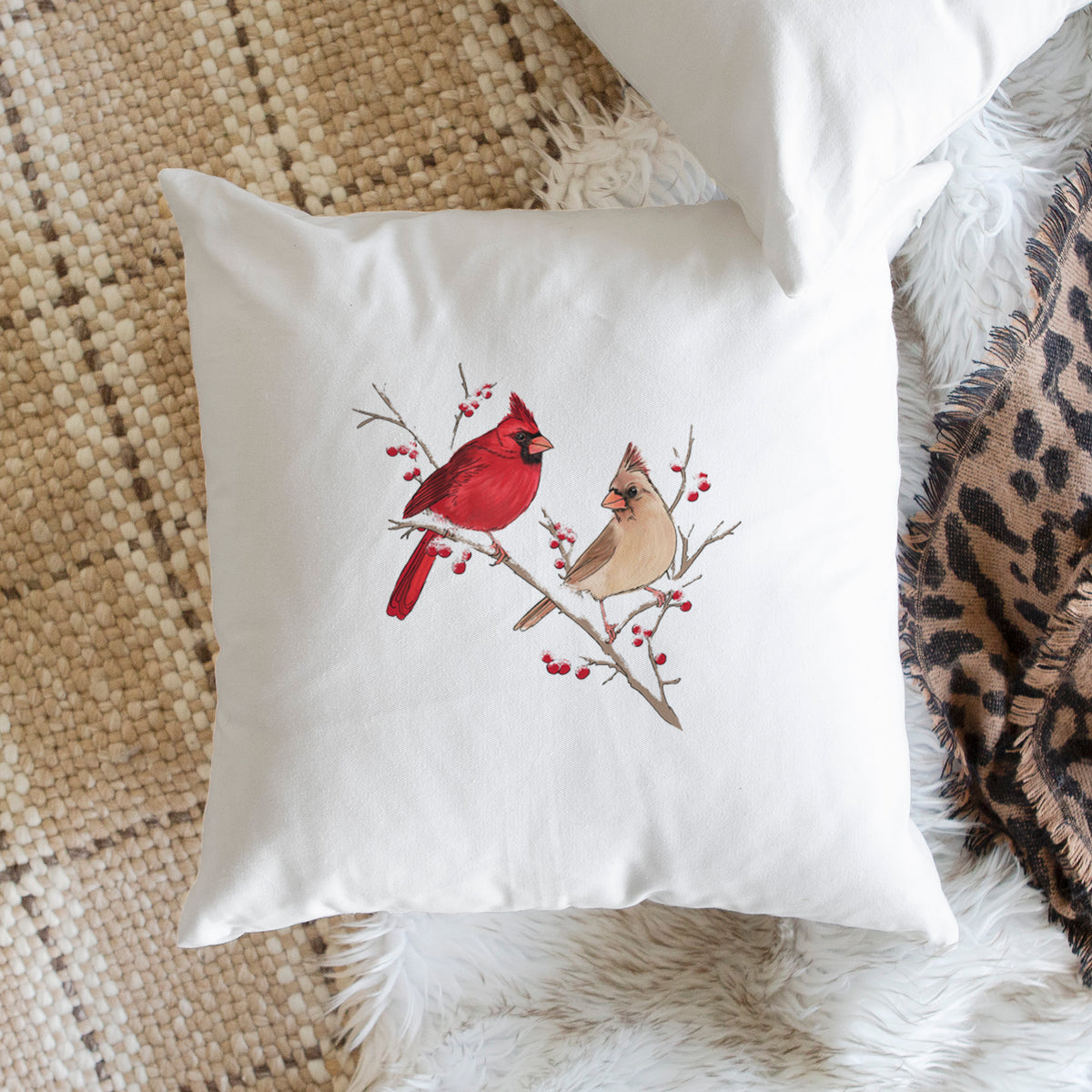 Winter Cardinals - Throw Pillow Cover