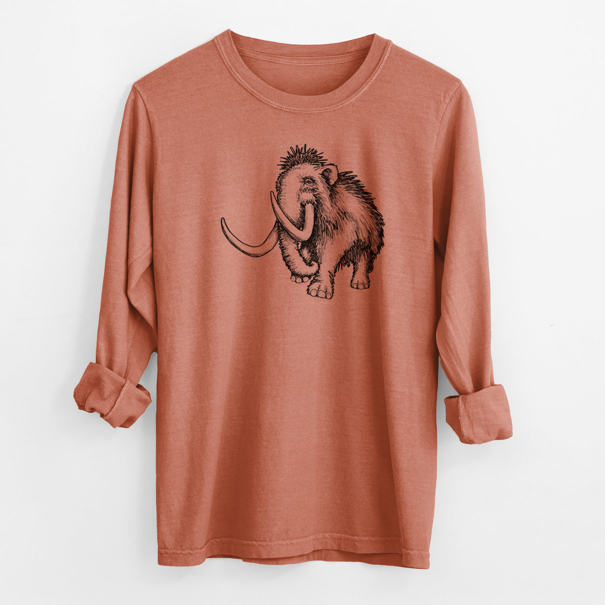 Woolly Mammoth - Mammuthus Primigenius - Men&#39;s Heavyweight 100% Cotton Long Sleeve