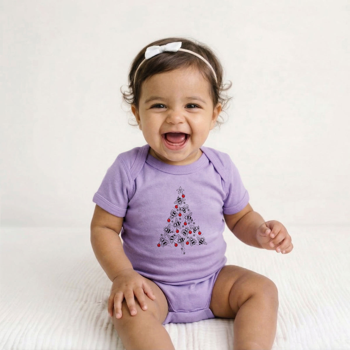 Christmas Tree of Bees - Baby Fine Jersey Bodysuit