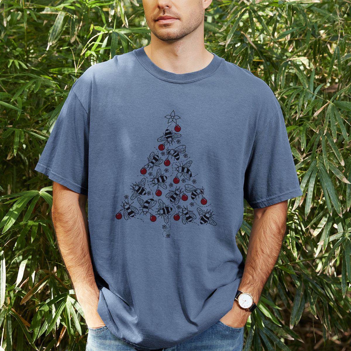 Christmas Tree of Bees - Unisex Comfort Colors Garment-Dyed Heavyweight T-shirt