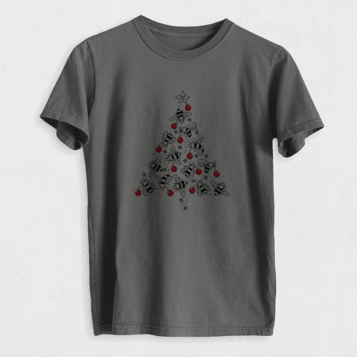 Christmas Tree of Bees - Heavyweight Men&#39;s 100% Organic Cotton Tee