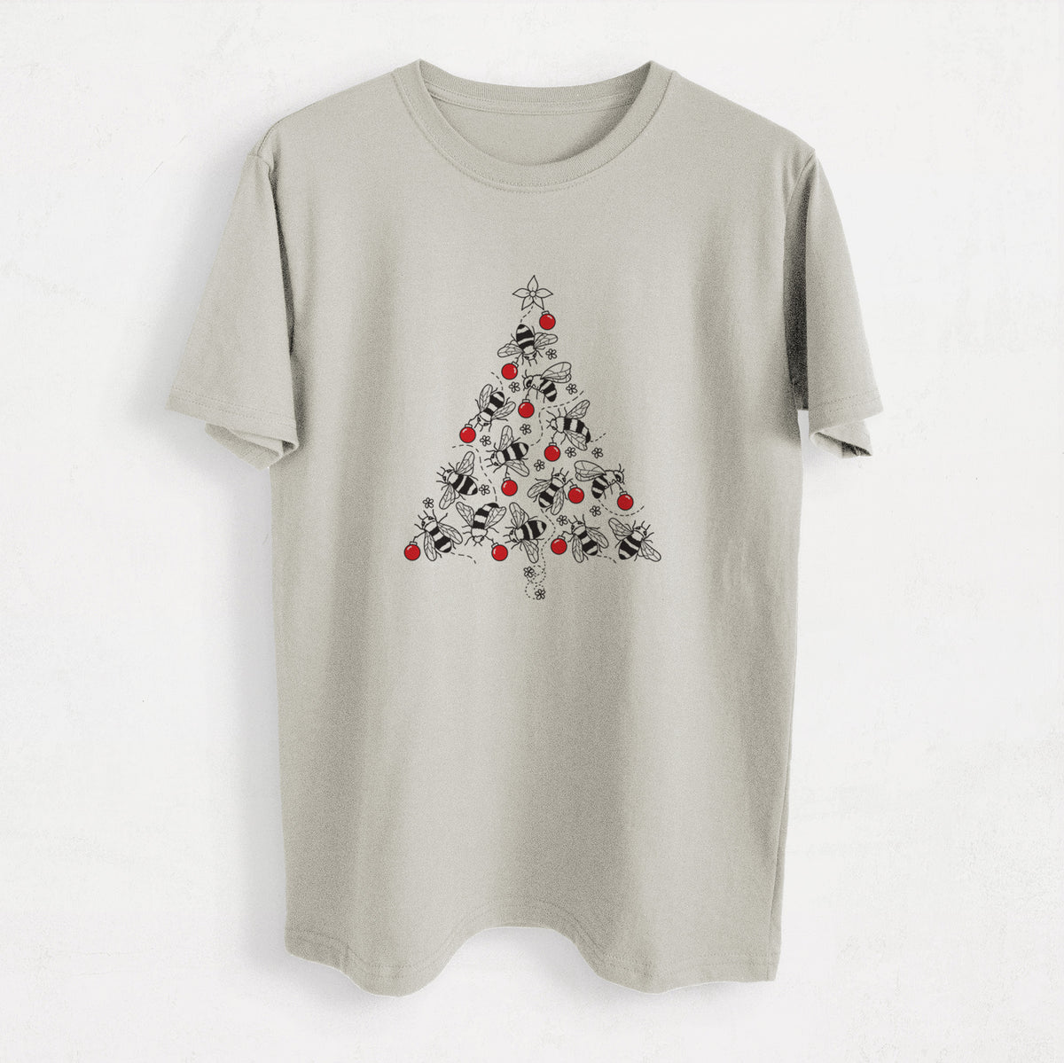 Christmas Tree of Bees - Heavyweight Men&#39;s 100% Organic Cotton Tee