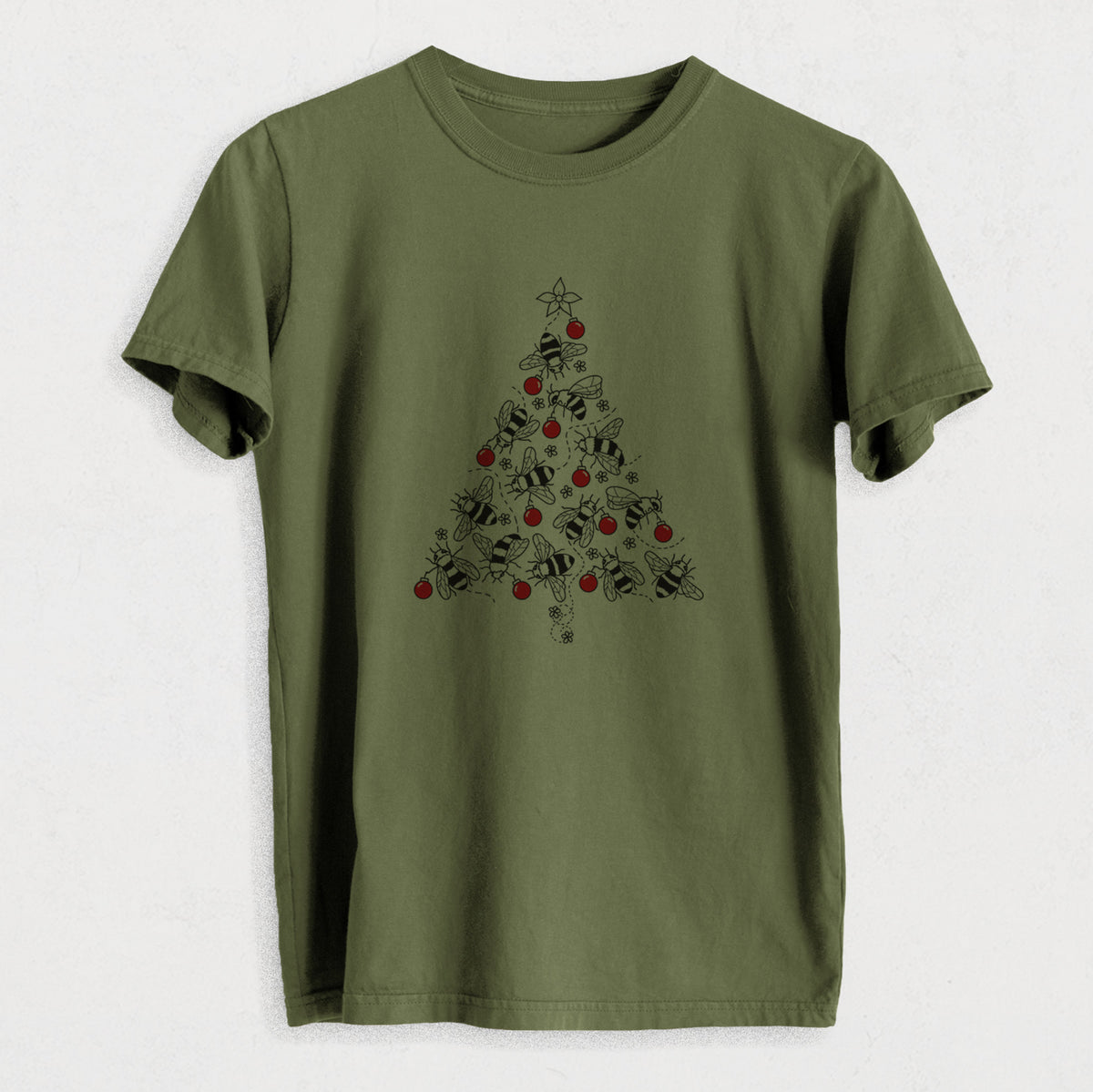 Christmas Tree of Bees - Heavyweight Men&#39;s 100% Organic Cotton Tee