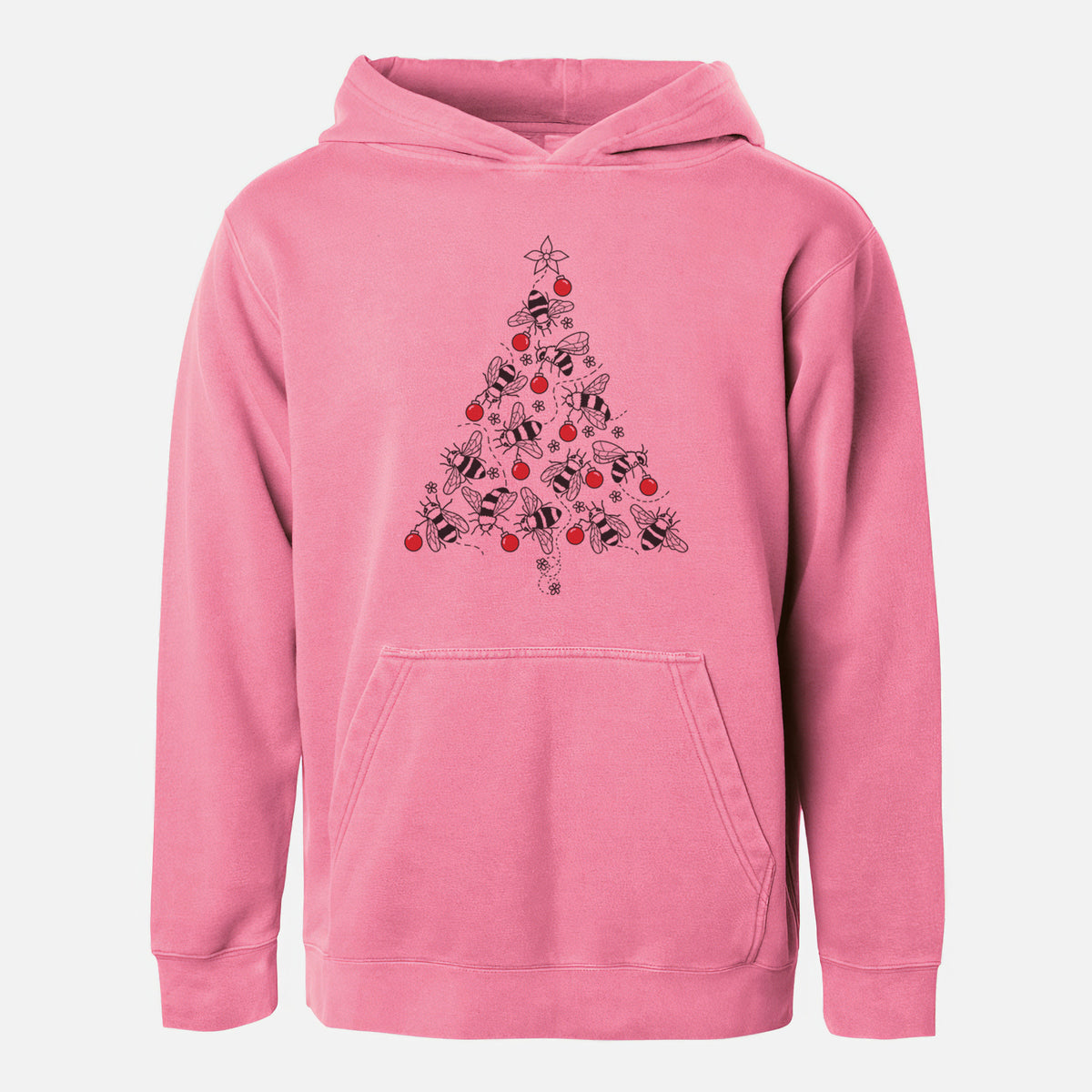 Christmas Tree of Bees - Youth Pigment Dyed Hoodie