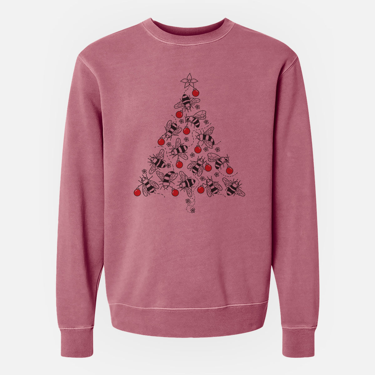 Christmas Tree of Bees - Unisex Pigment Dyed Crew Sweatshirt