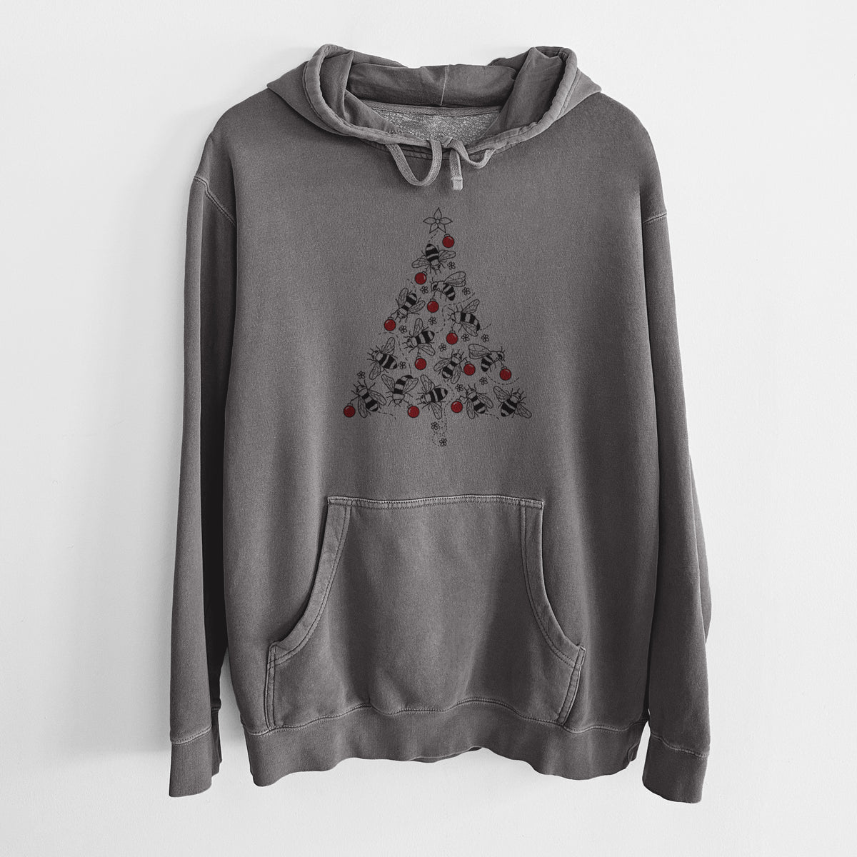 Christmas Tree of Bees - Unisex Pigment Dyed Hoodie