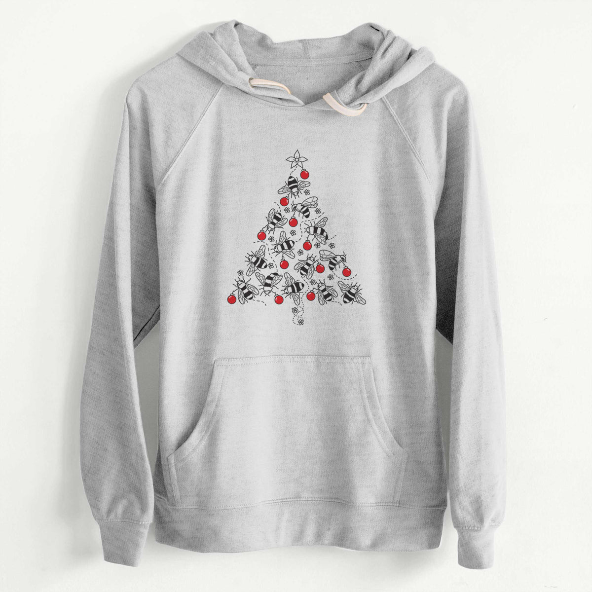 CLEARANCE - Christmas Tree of Bees  - Unisex Slim Fit Loopback Terry Hoodie