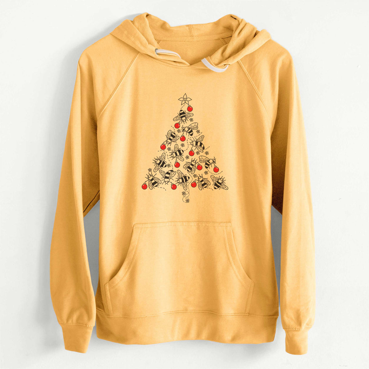 CLEARANCE - Christmas Tree of Bees  - Unisex Slim Fit Loopback Terry Hoodie