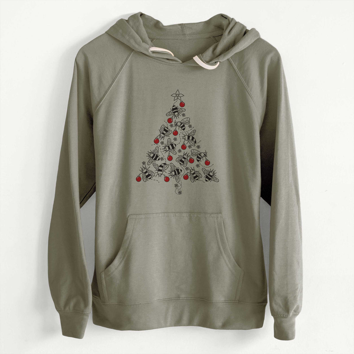 CLEARANCE - Christmas Tree of Bees  - Unisex Slim Fit Loopback Terry Hoodie