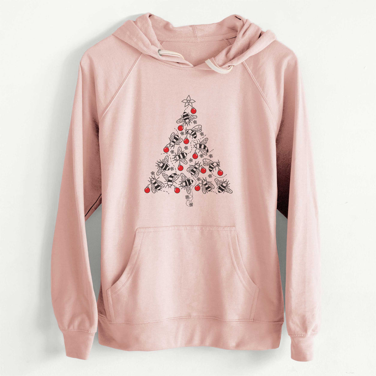 CLEARANCE - Christmas Tree of Bees  - Unisex Slim Fit Loopback Terry Hoodie