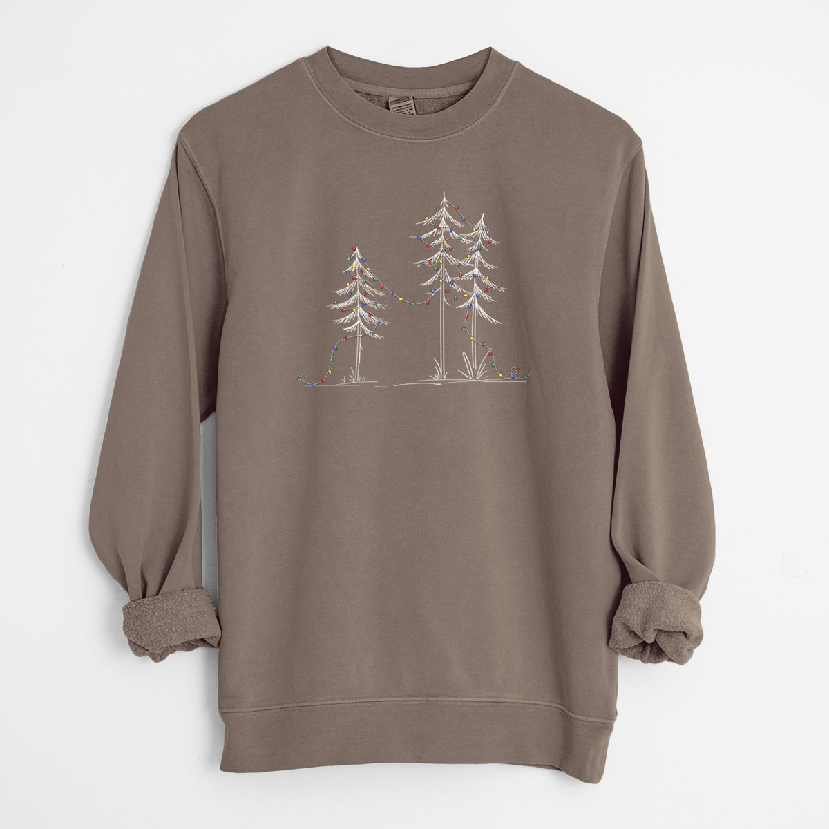 Christmas Deck the Pines - Unisex Pigment Dyed Crew Sweatshirt in Espresso color