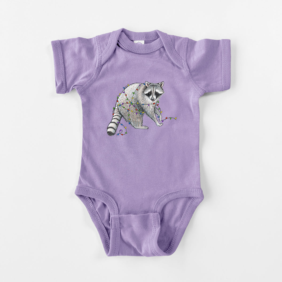 Christmas Raccoon - Baby Fine Jersey Bodysuit in Lavender