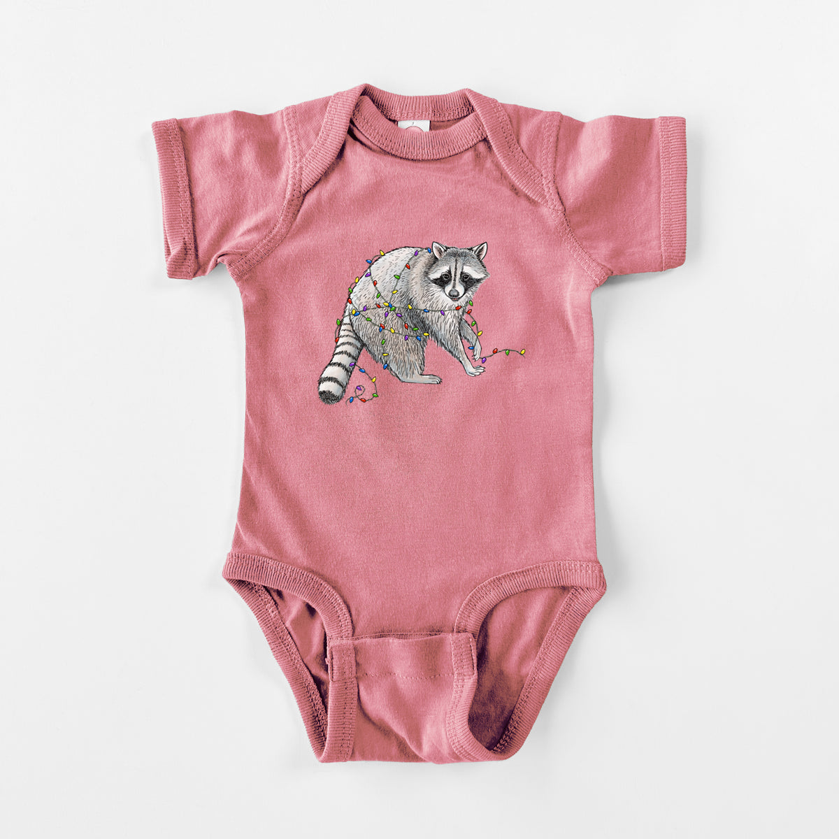 Christmas Raccoon - Baby Fine Jersey Bodysuit in Mauve