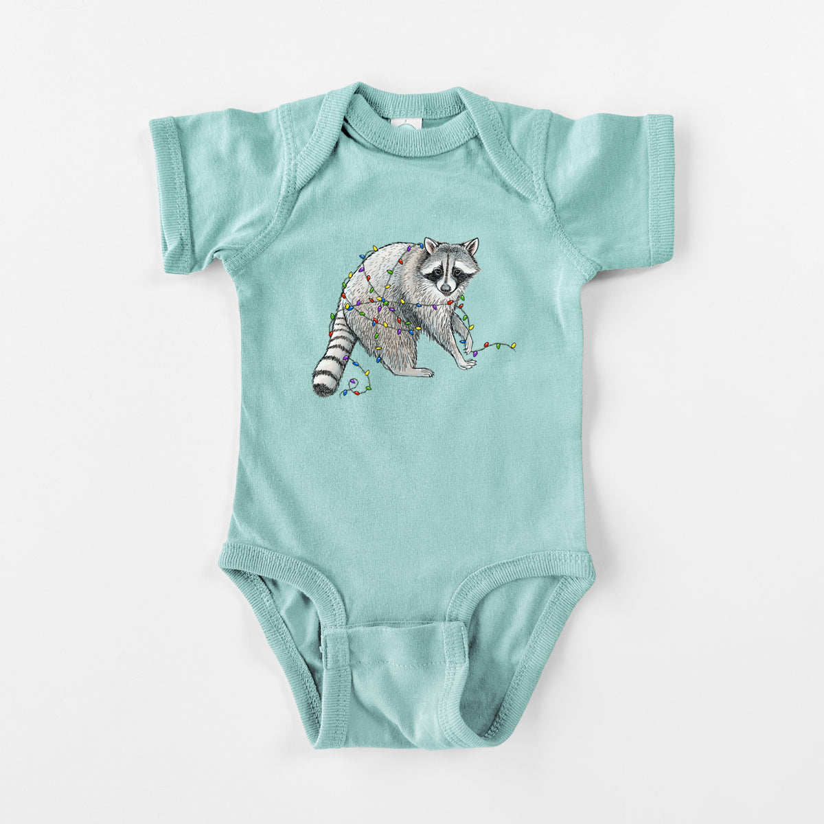 Christmas Raccoon - Baby Fine Jersey Bodysuit in Saltwater