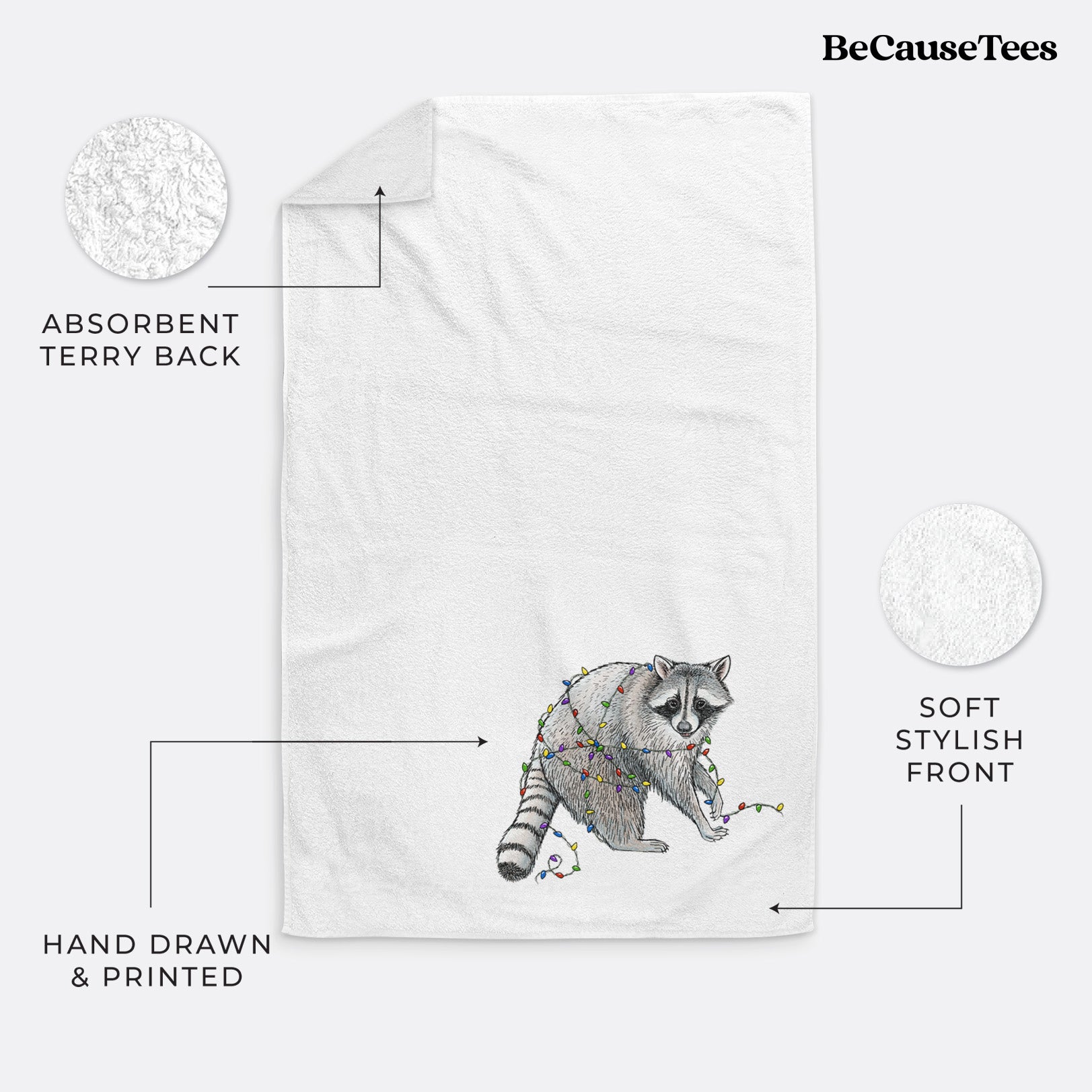 Christmas Raccoon Premium Hand Towel