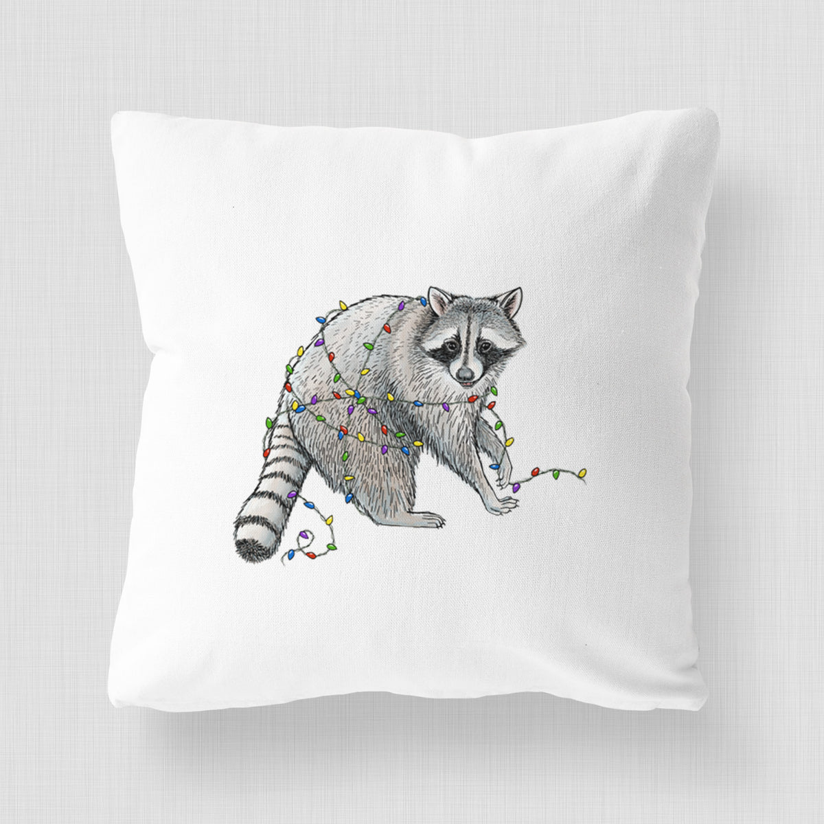 Christmas Raccoon - Throw Pillow Cover