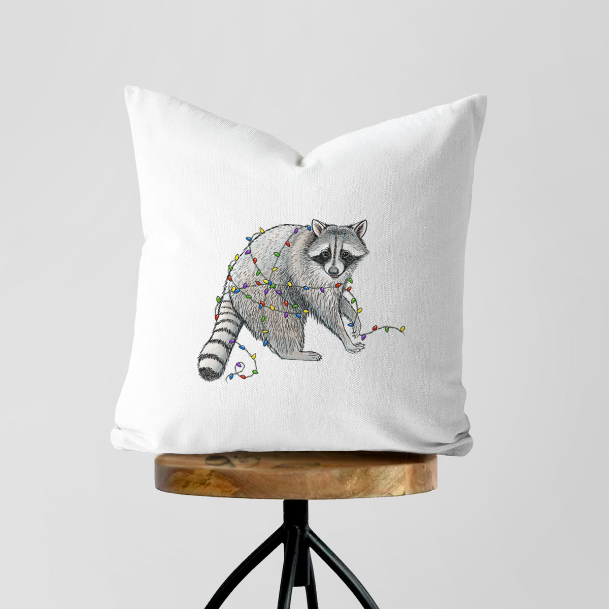 Christmas Raccoon - Throw Pillow Cover