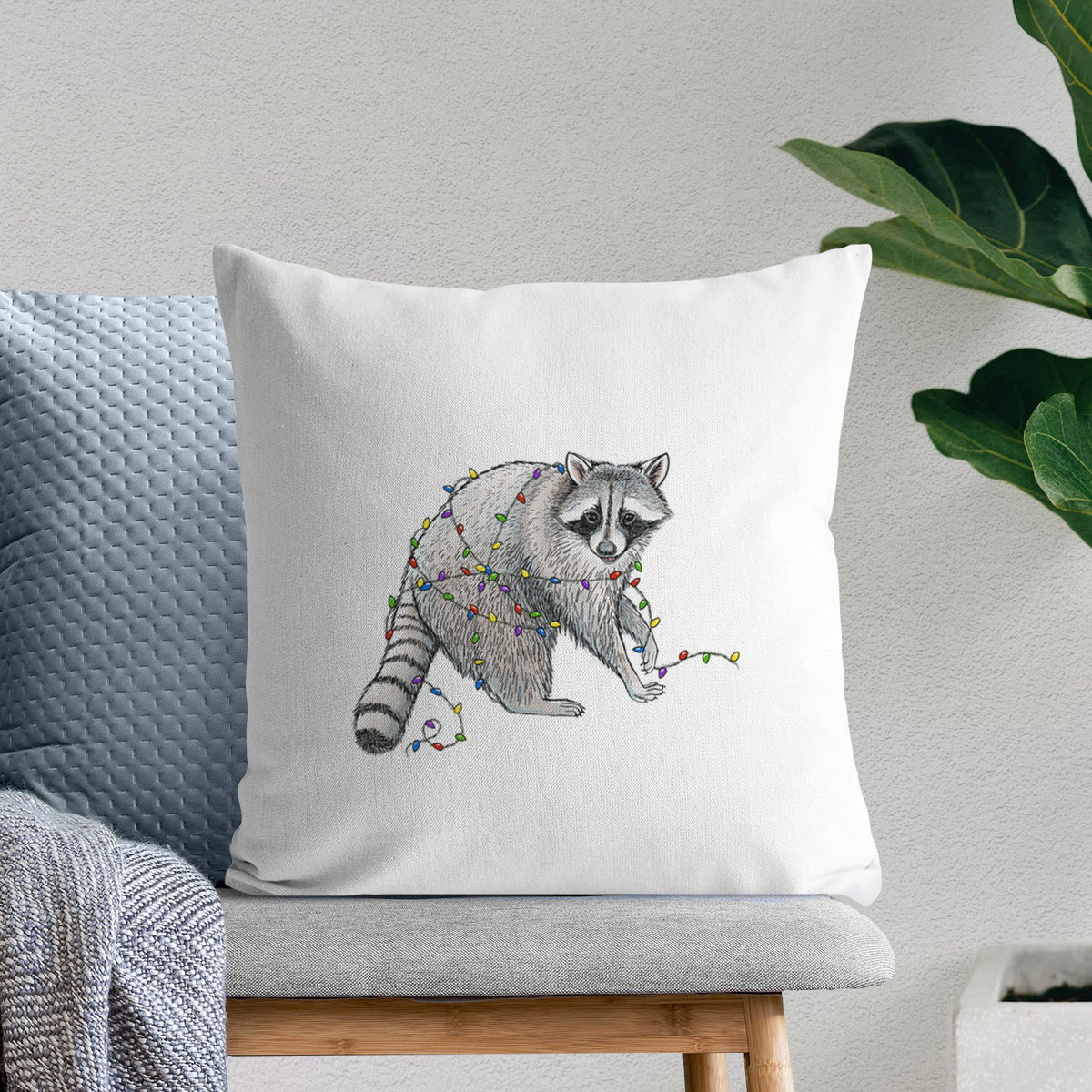 Christmas Raccoon - Throw Pillow Cover