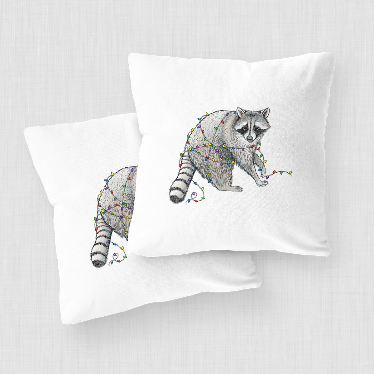 Christmas Raccoon - Throw Pillow Cover