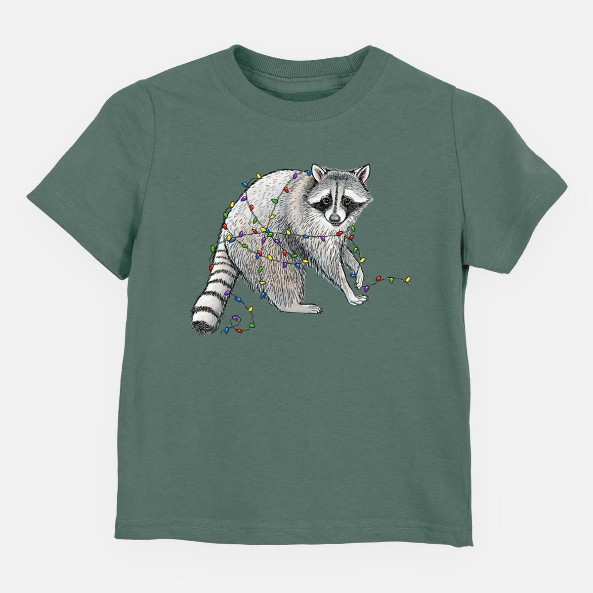 Christmas Raccoon - Toddler/Youth Shirt in Basil