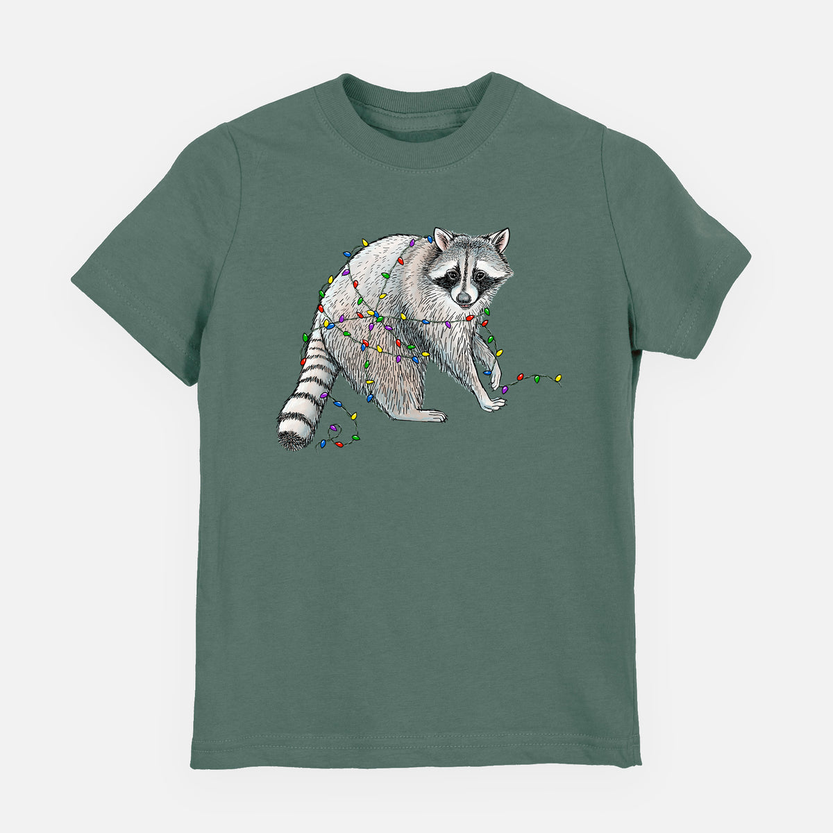 Christmas Raccoon - Toddler/Youth Shirt in Basil