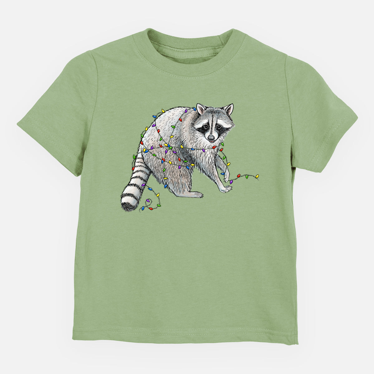 Christmas Raccoon - Toddler/Youth Shirt in Sage