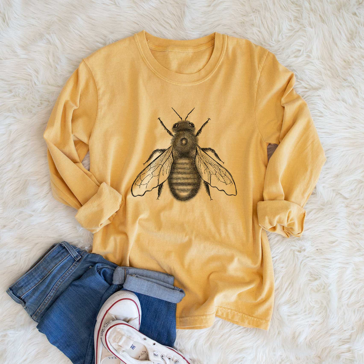 Xylocopa Virginica - Carpenter Bee - Men&#39;s Heavyweight 100% Cotton Long Sleeve