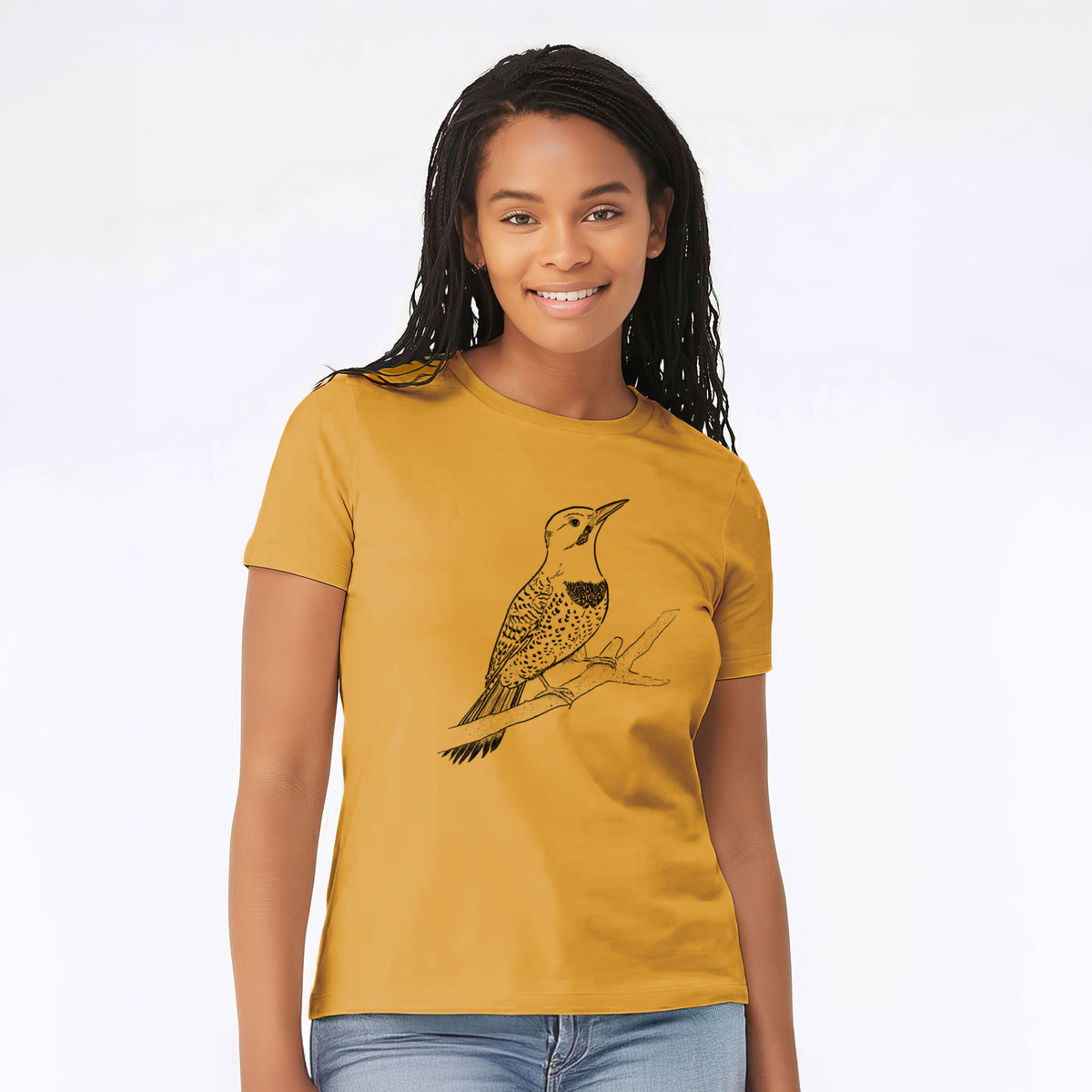 Northern Flicker (Yellow-shafted) - Colaptes auratus - Women's Lightweight Relaxed Fit 100% Cotton Crewneck