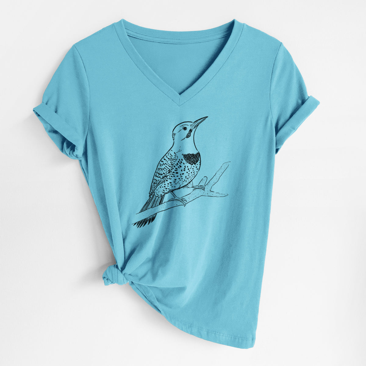Northern Flicker (Yellow-shafted) - Colaptes auratus - Women's Lightweight Relaxed Fit 100% Cotton V-neck