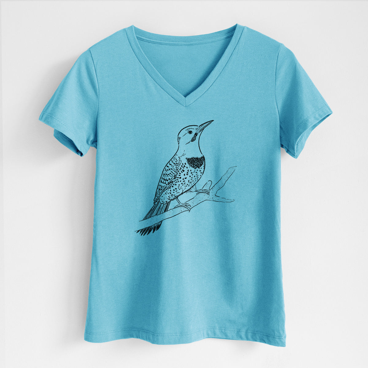 Northern Flicker (Yellow-shafted) - Colaptes auratus - Women's Lightweight Relaxed Fit 100% Cotton V-neck