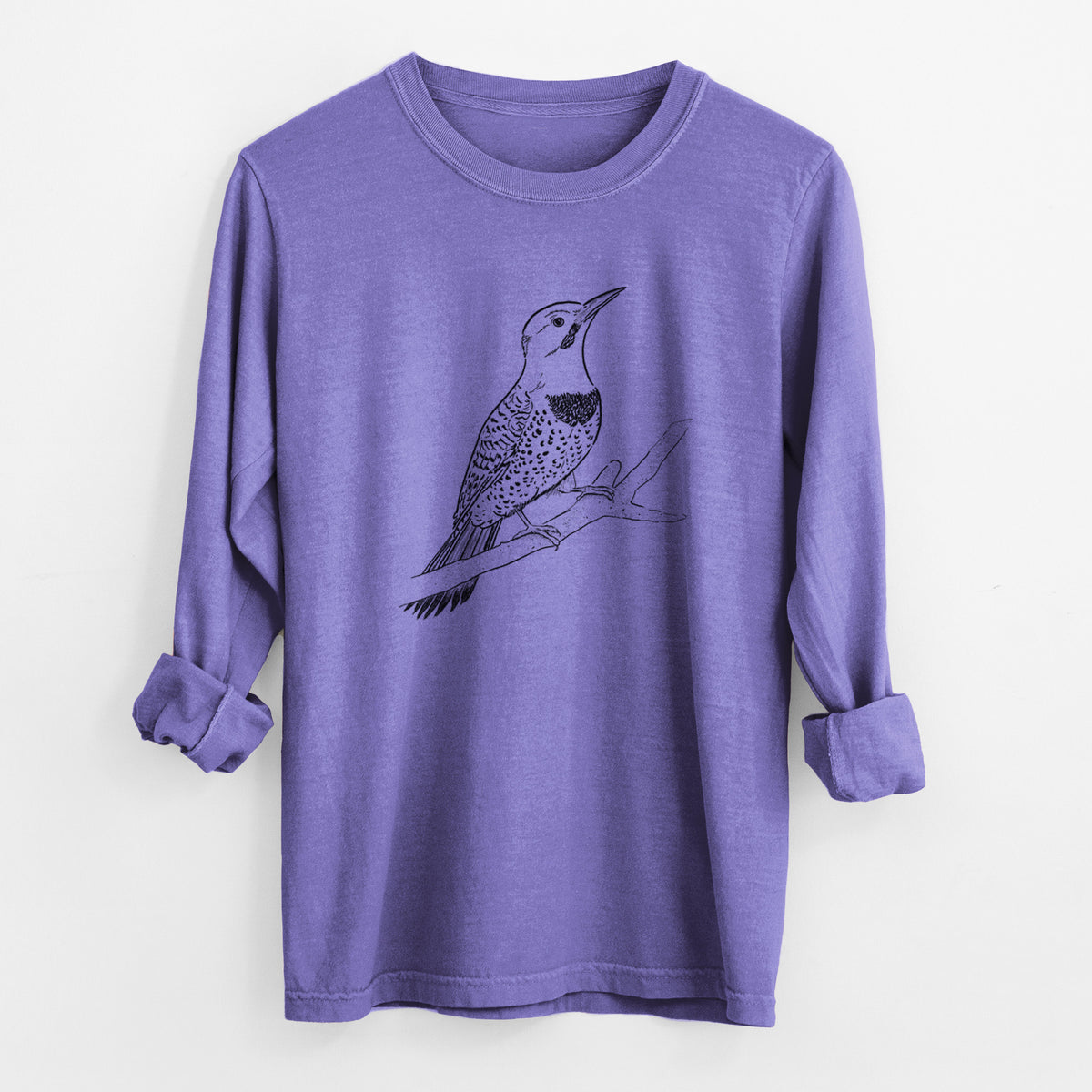 Northern Flicker (Yellow-shafted) - Colaptes auratus - Unisex Comfort Colors 100% Cotton Long Sleeve