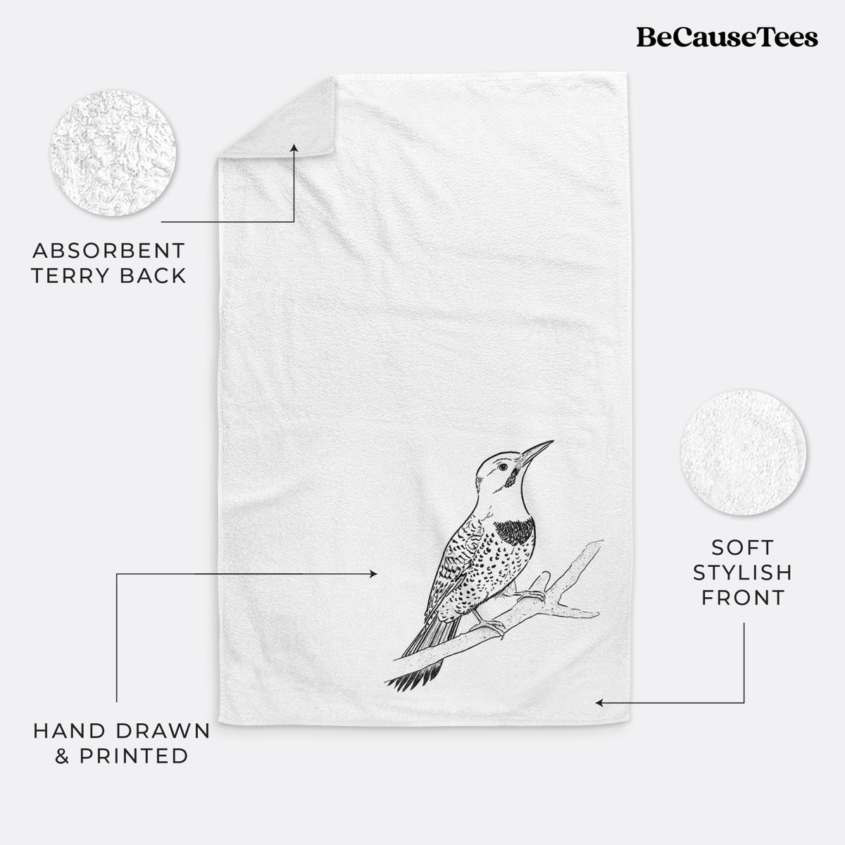 Northern Flicker (Yellow-shafted) - Colaptes auratus Premium Decorative Hand Towel