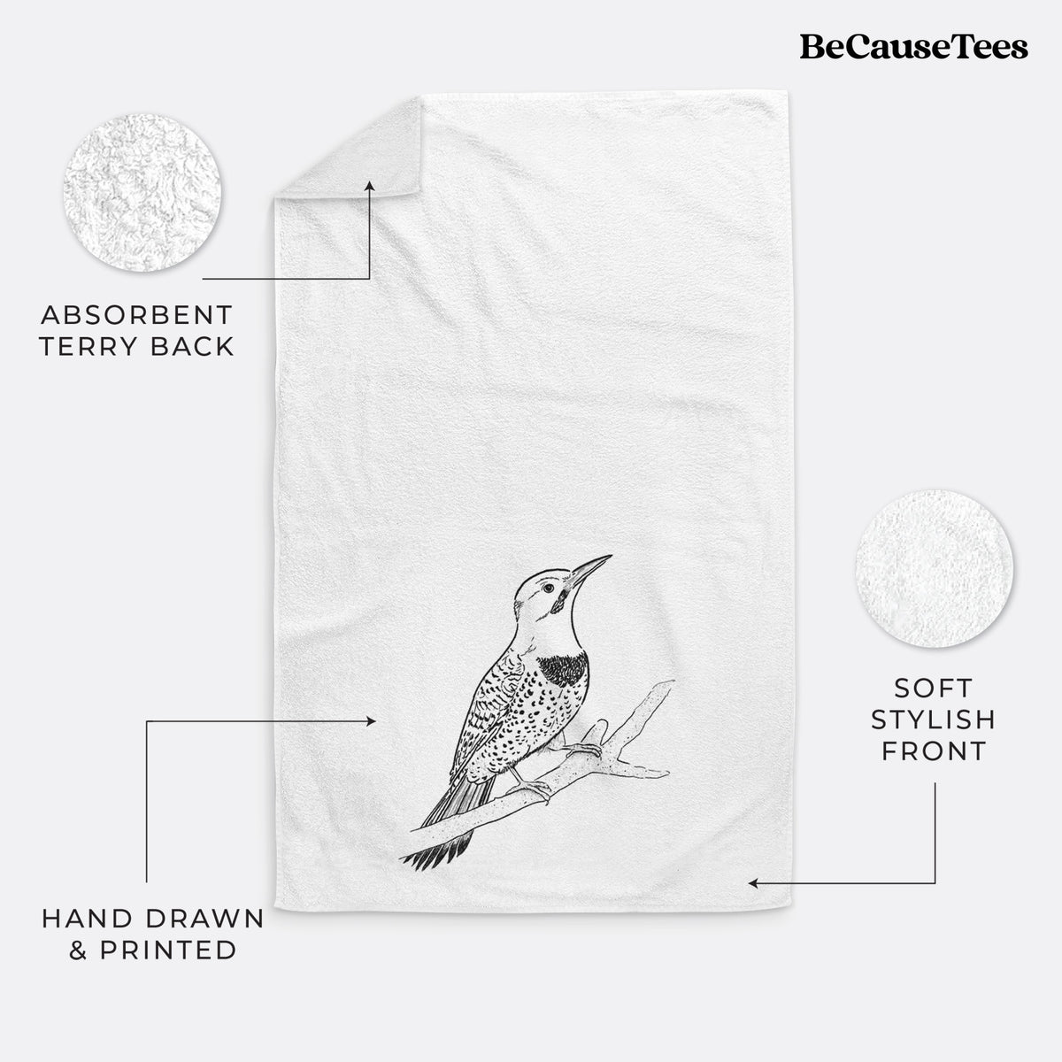 Northern Flicker (Yellow-shafted) - Colaptes auratus Premium Decorative Hand Towel