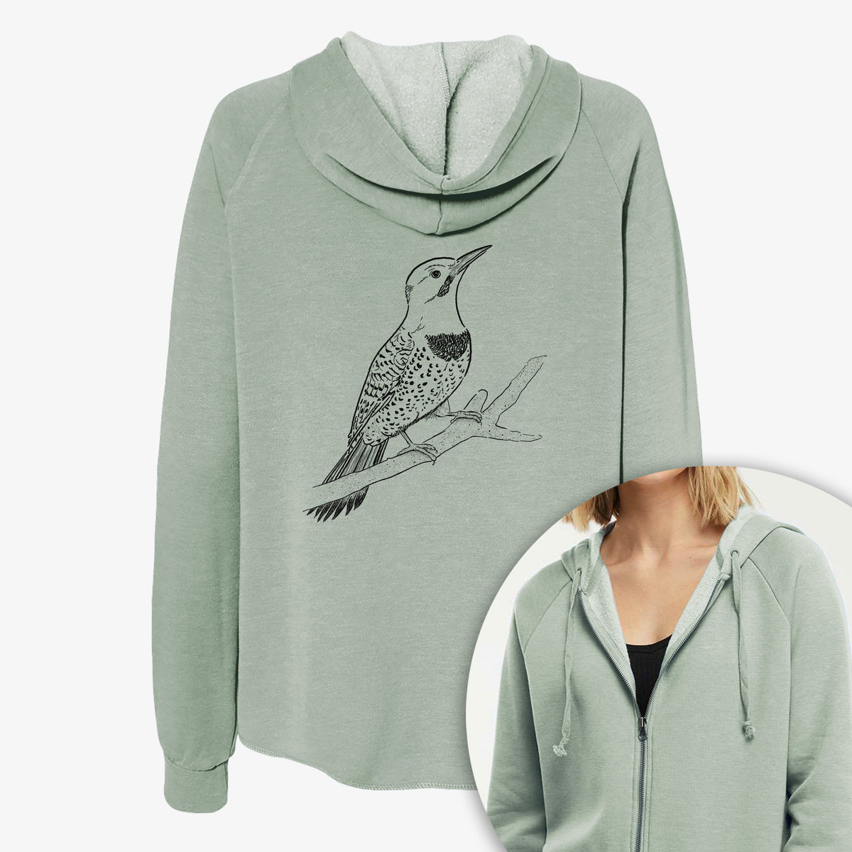 Northern Flicker (Yellow-shafted) - Colaptes auratus - Women's Cali Wave Zip-Up Sweatshirt