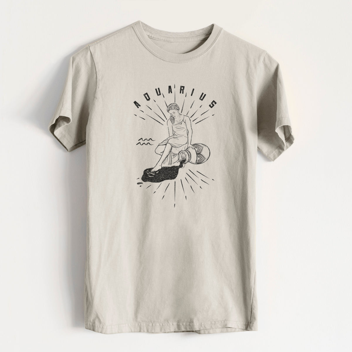 Aquarius - Water Bearer - Heavyweight Men&#39;s 100% Organic Cotton Tee