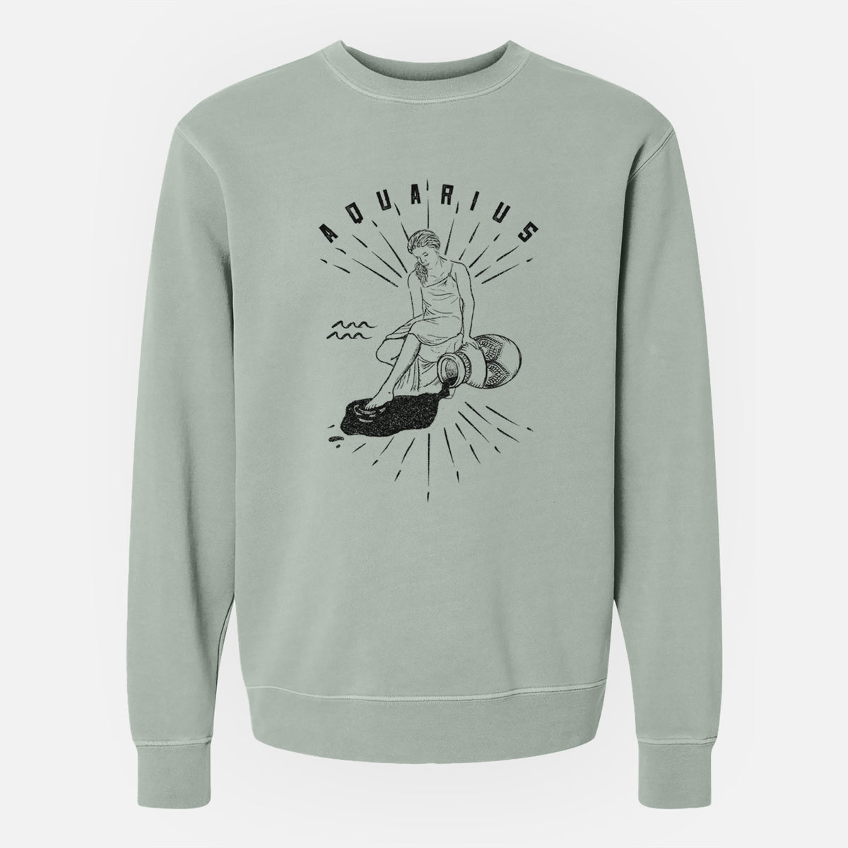 Aquarius - Water Bearer - Unisex Pigment Dyed Crew Sweatshirt