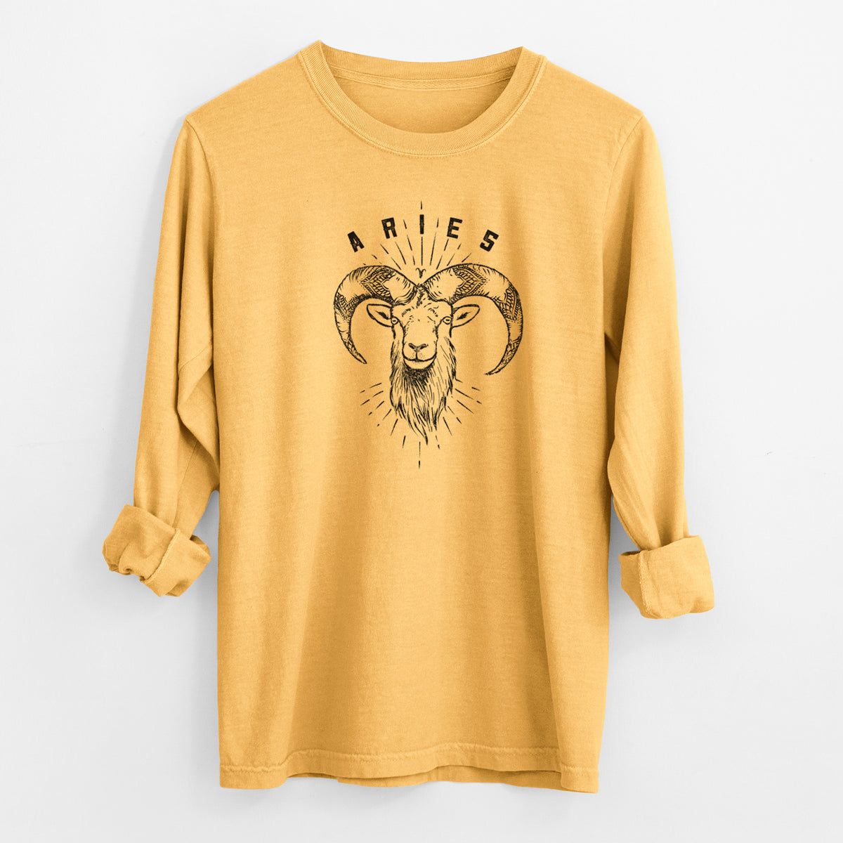 Aries - Ram - Men&#39;s Heavyweight 100% Cotton Long Sleeve