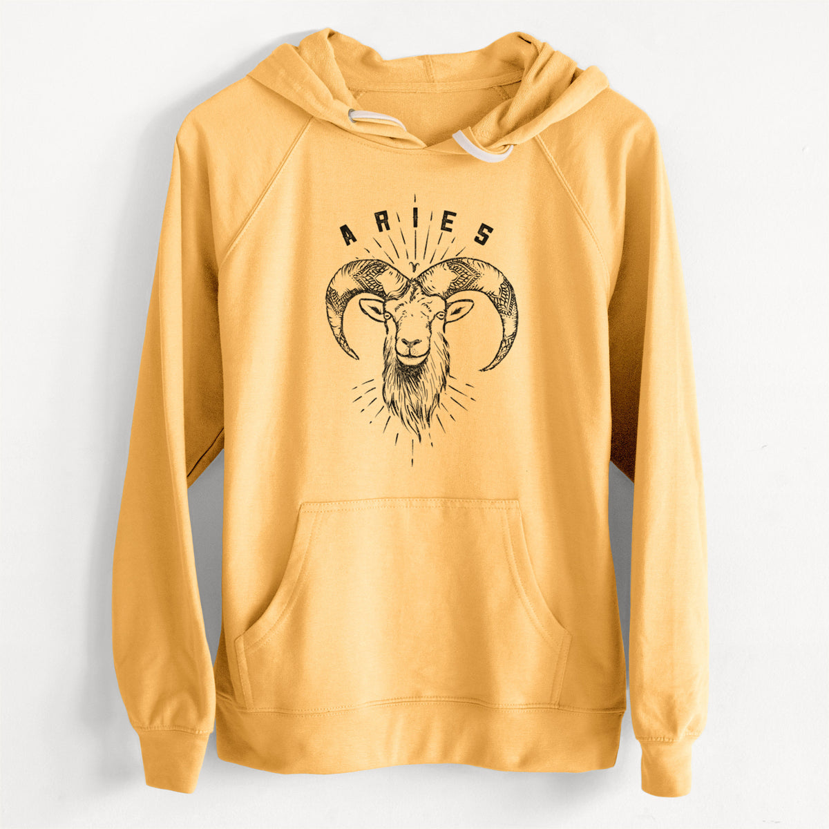 Aries - Ram  - Unisex Slim Fit Loopback Terry Hoodie