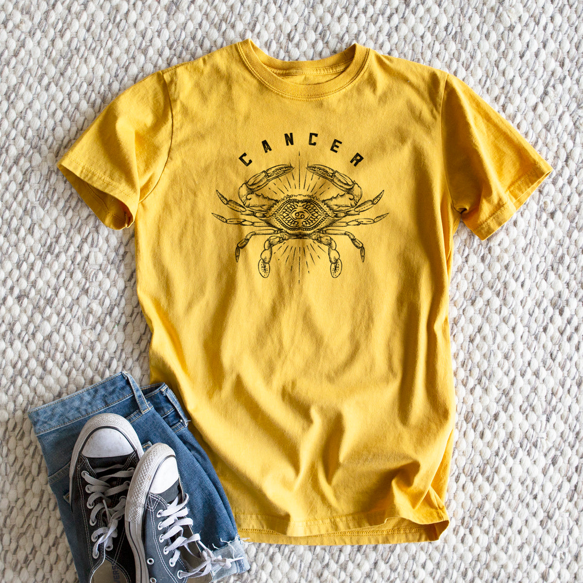 Cancer - Crab - Heavyweight Men&#39;s 100% Organic Cotton Tee