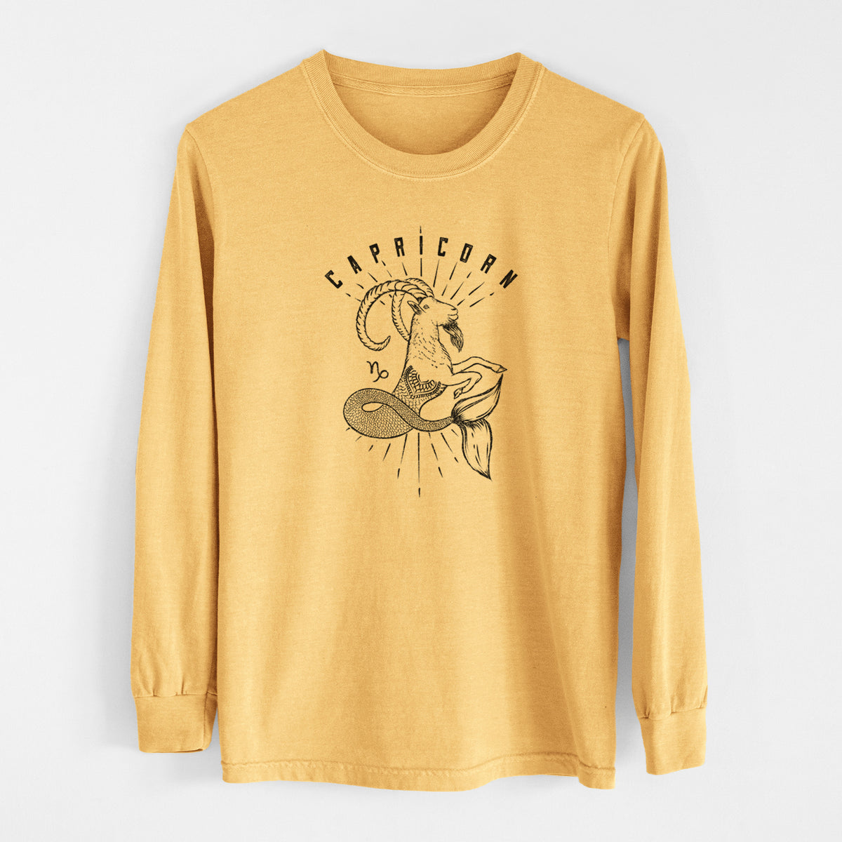 Capricorn - Sea Goat - Men&#39;s Heavyweight 100% Cotton Long Sleeve