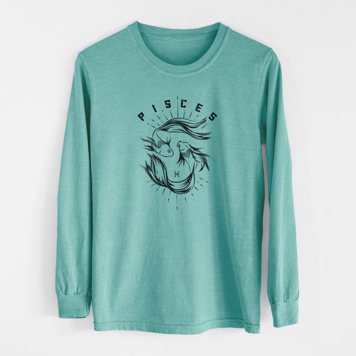 Pisces - Fish - Men&#39;s Heavyweight 100% Cotton Long Sleeve