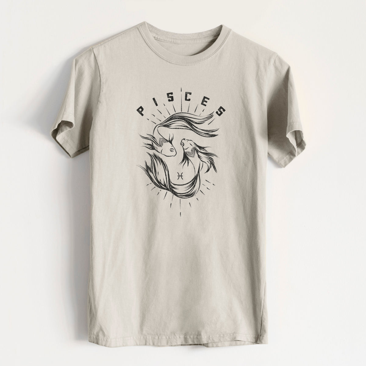 Pisces - Fish - Heavyweight Men&#39;s 100% Organic Cotton Tee