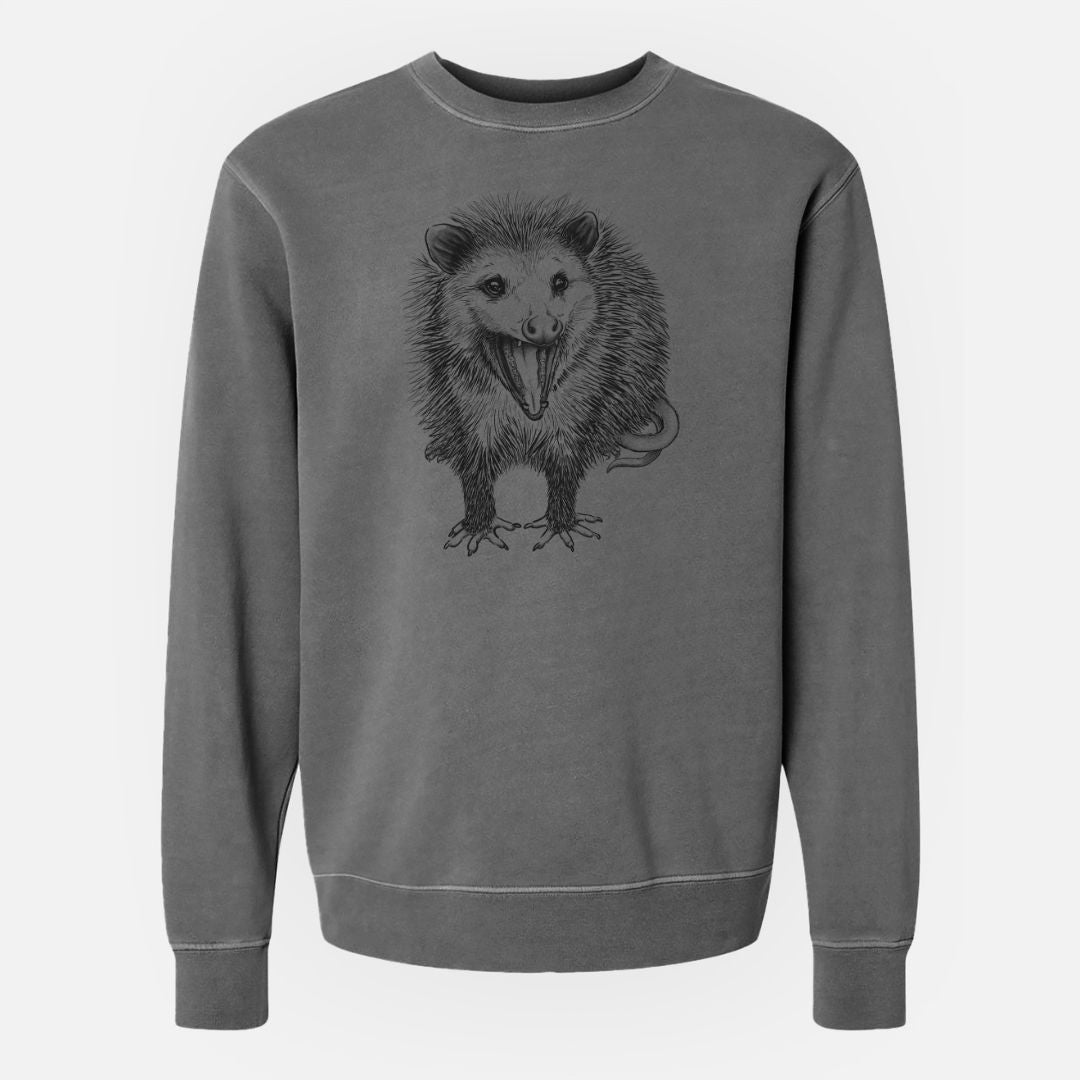 CLOSEOUT - Hissing Opossum - Unisex Pigment Dyed Crew Sweatshirt