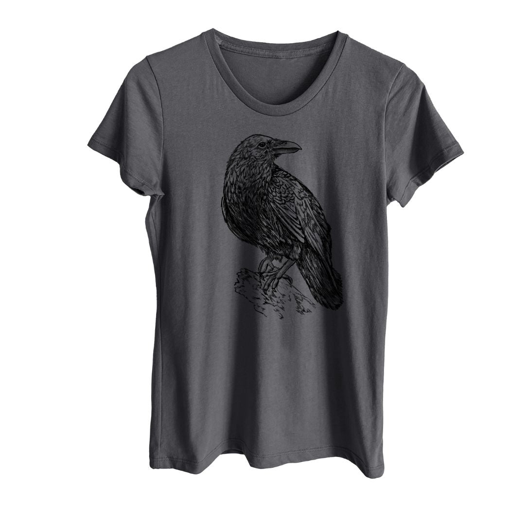 CLOSEOUT - Corvus corax - Common Raven - Women&#39;s Crewneck - Made in USA - 100% Organic Cotton